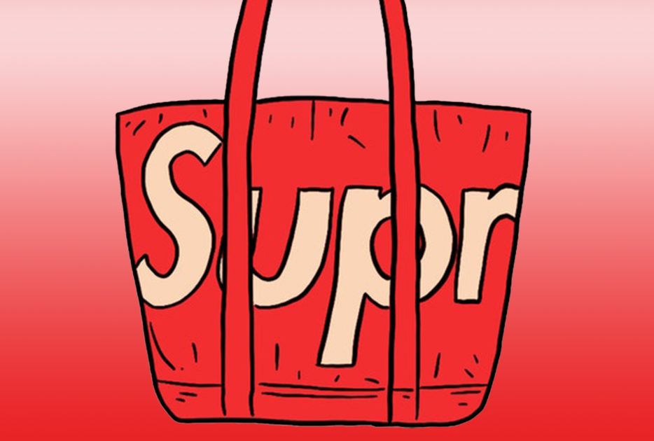 supreme raffia tote bag